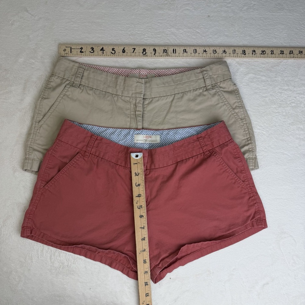 J Crew Broken In Chino Shorts Lot 100% Cotton Mid Rise Beige Rust Red Preppy 10